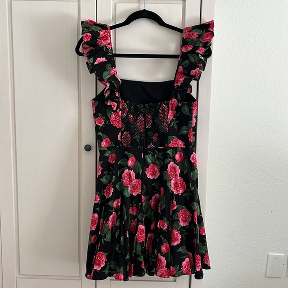 Alice + Olivia Ginny Ruffle Sleeve Romantic Floral Print Mini Dress Size 6 - Picture 12 of 12